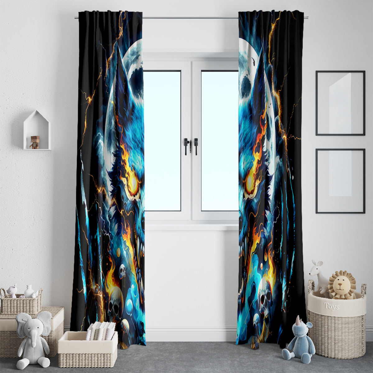 Wolf Skull Window Curtain Born As Human But Wolft At Heart