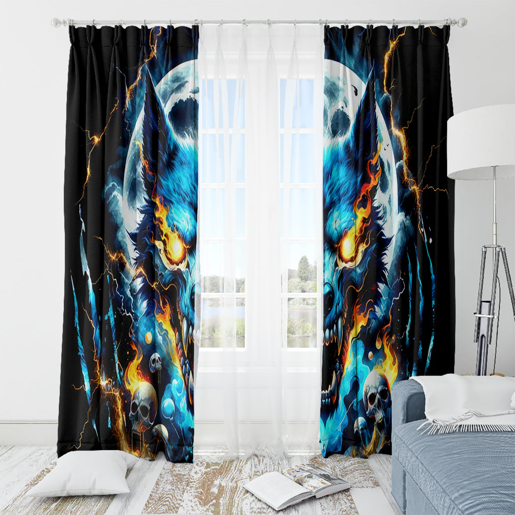 Wolf Skull Window Curtain Born As Human But Wolft At Heart