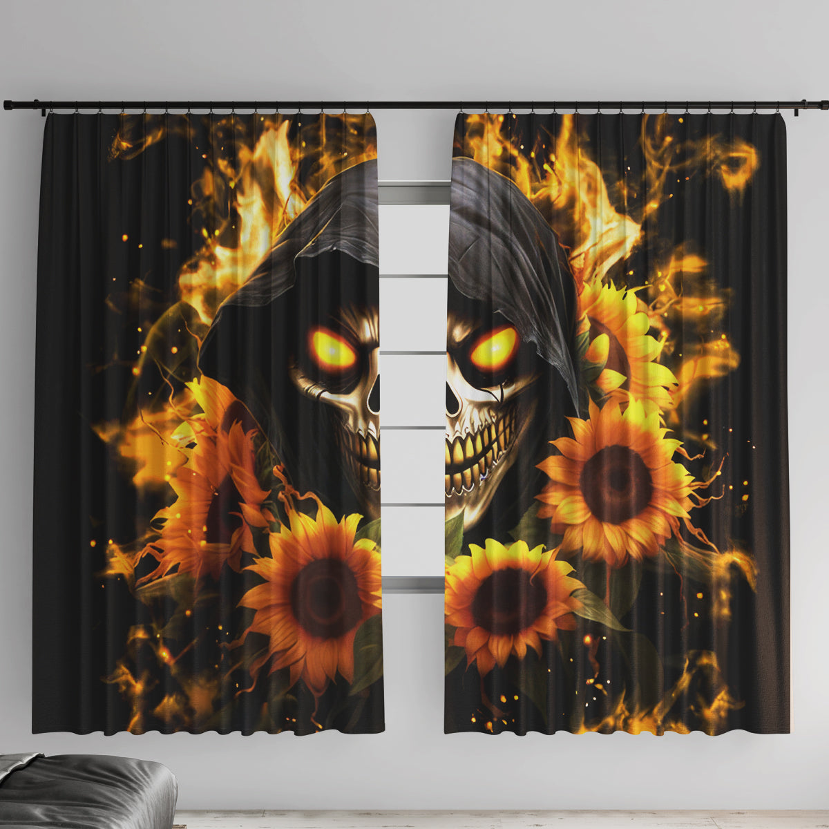 Sunflower Skull Window Curtain Assuming I Was Like Most Girls Was Your First Mistake