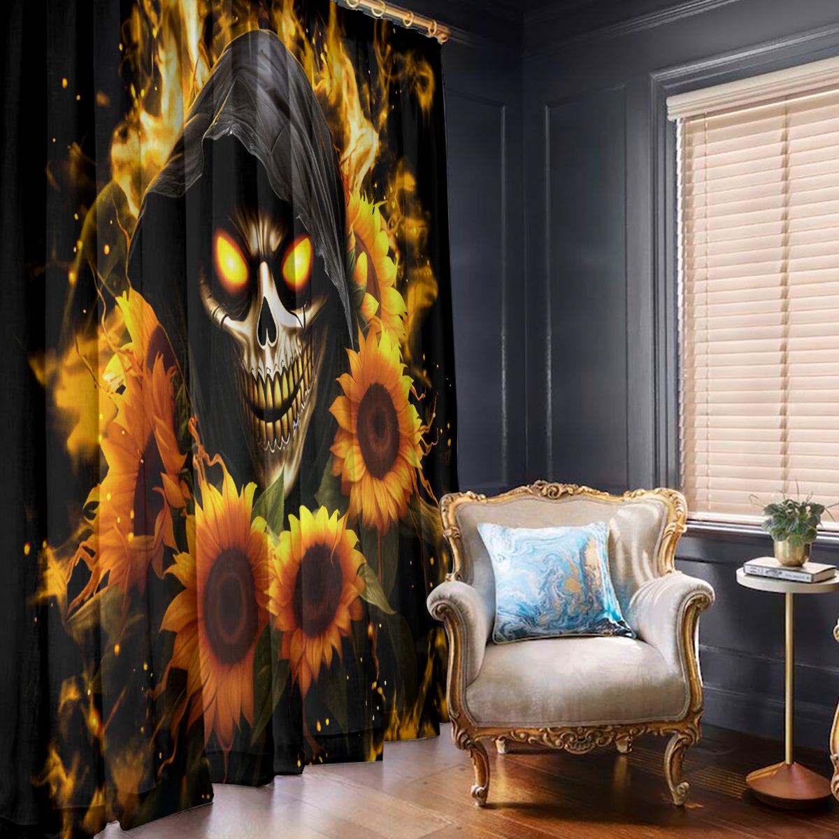 Sunflower Skull Window Curtain Assuming I Was Like Most Girls Was Your First Mistake