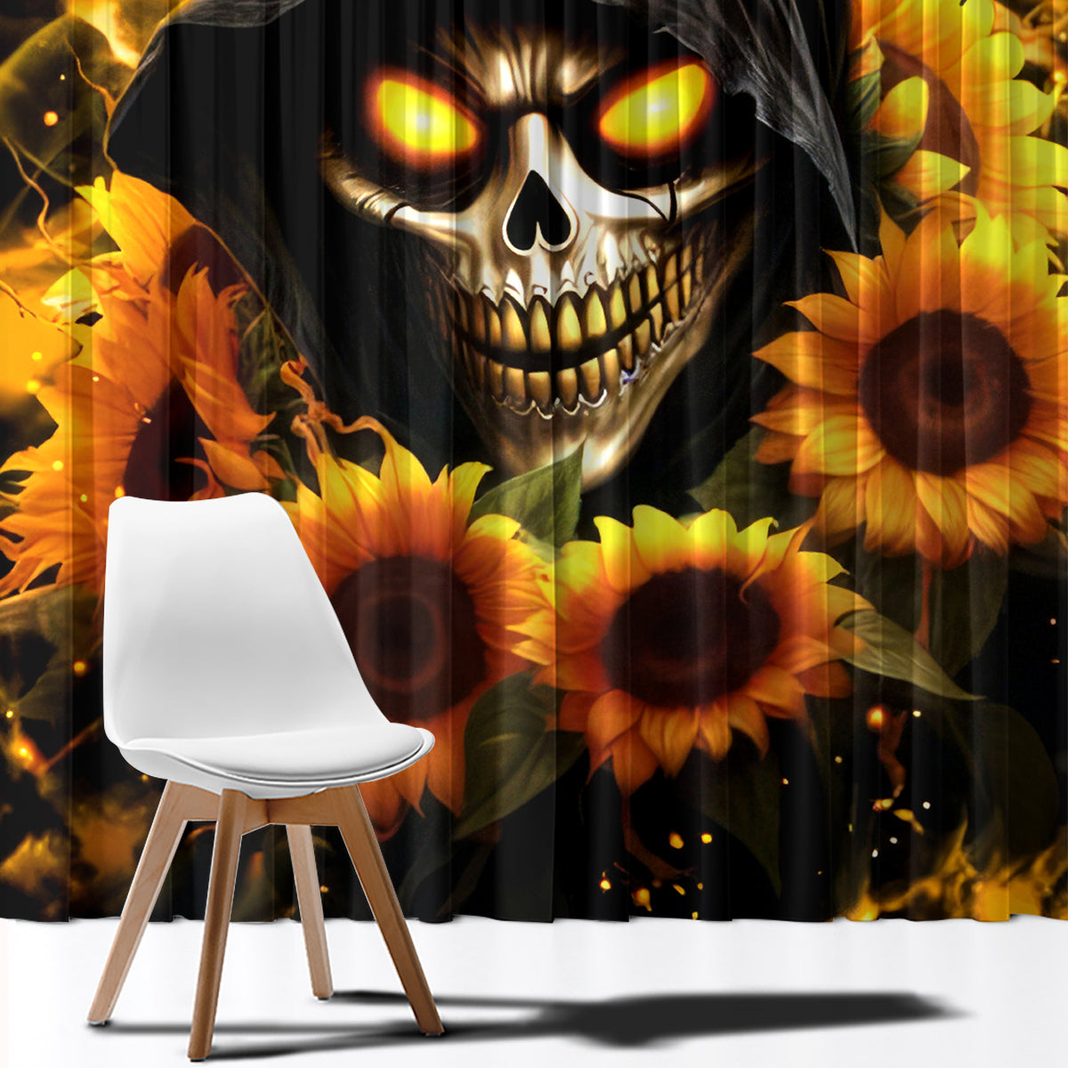 Sunflower Skull Window Curtain Assuming I Was Like Most Girls Was Your First Mistake