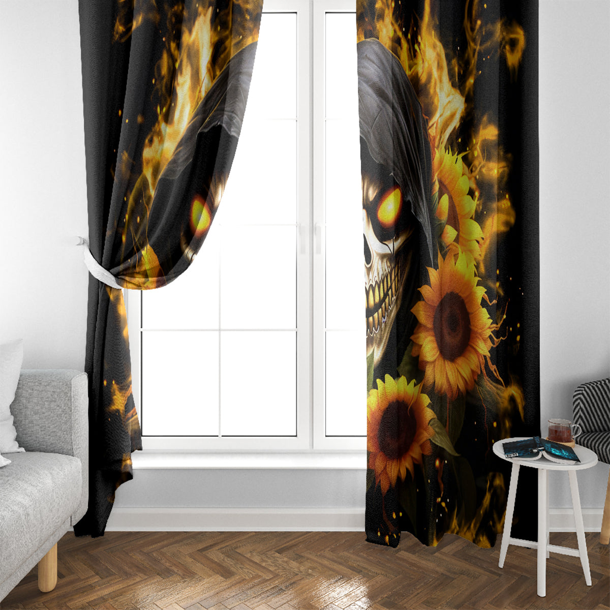 Sunflower Skull Window Curtain Assuming I Was Like Most Girls Was Your First Mistake