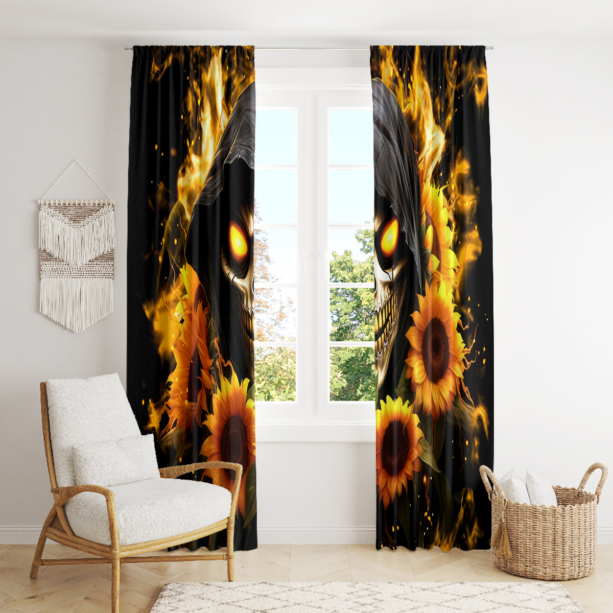 Sunflower Skull Window Curtain Assuming I Was Like Most Girls Was Your First Mistake