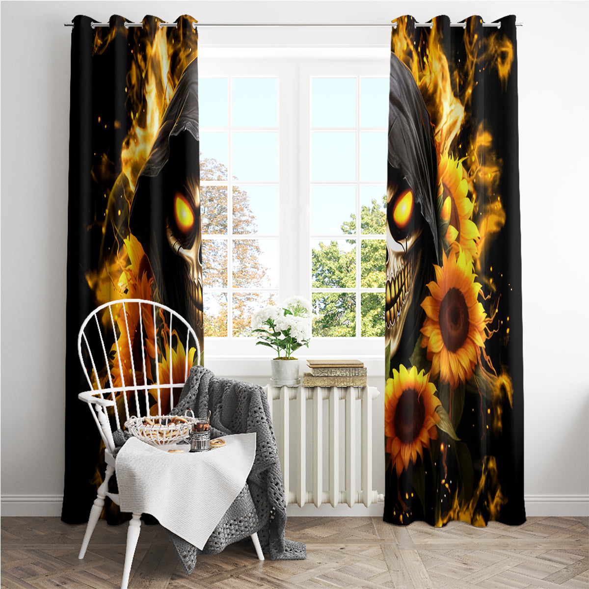 Sunflower Skull Window Curtain Assuming I Was Like Most Girls Was Your First Mistake