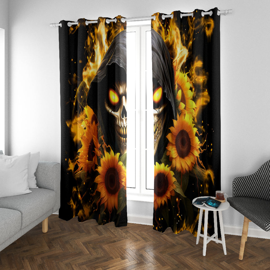 Sunflower Skull Window Curtain Assuming I Was Like Most Girls Was Your First Mistake