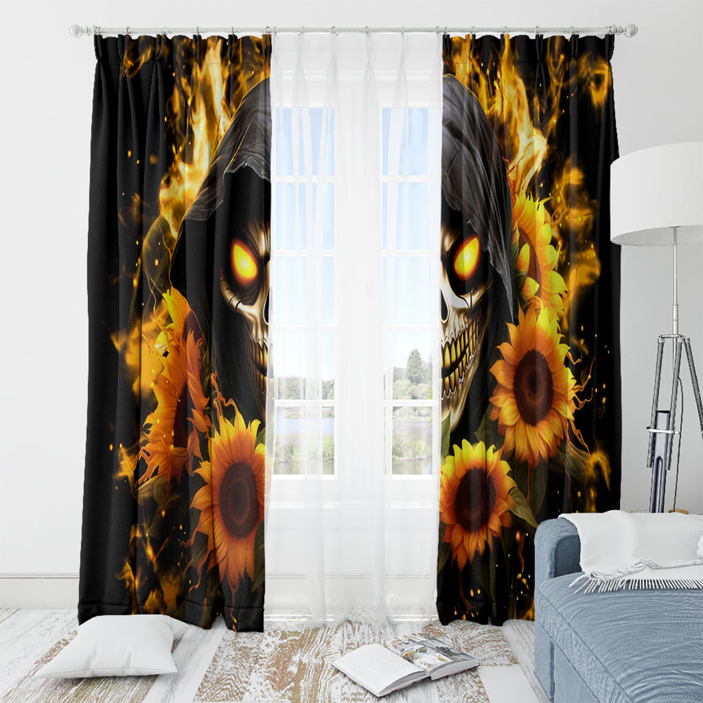 Sunflower Skull Window Curtain Assuming I Was Like Most Girls Was Your First Mistake