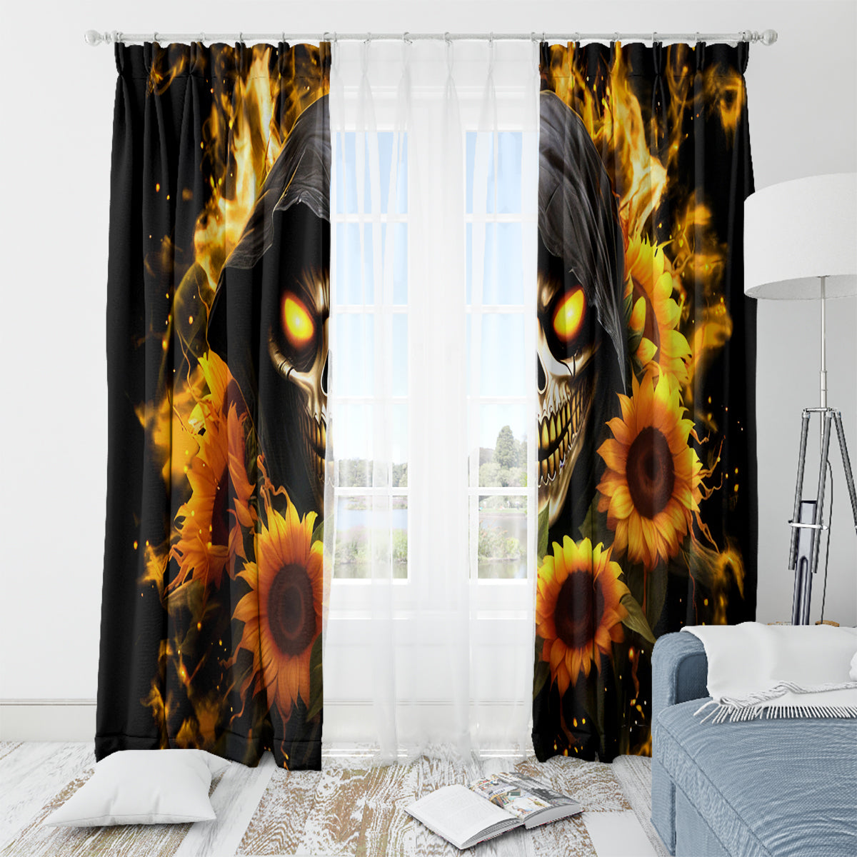 Sunflower Skull Window Curtain Assuming I Was Like Most Girls Was Your First Mistake