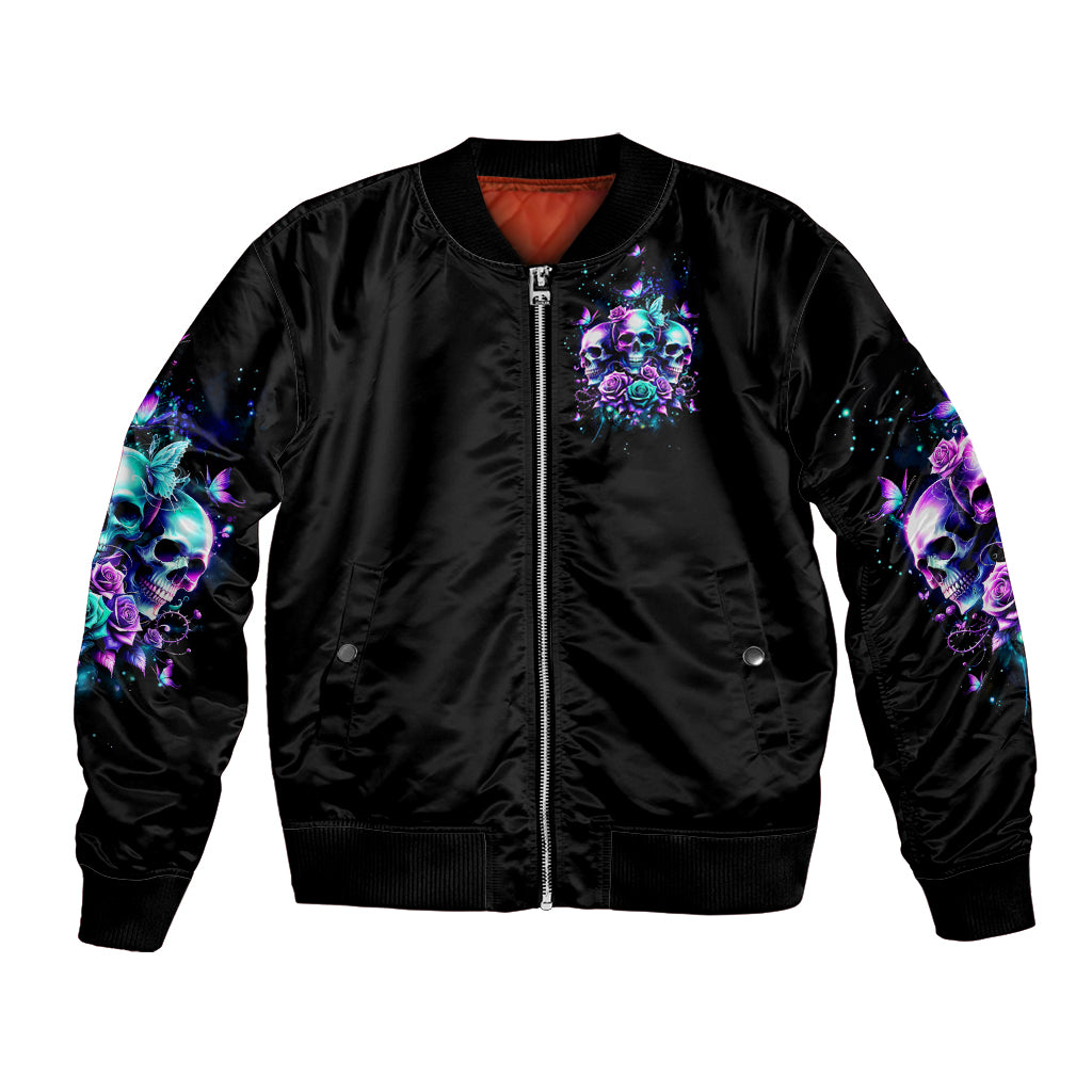 Rose Skull Bomber Jacket Stuck Between IDK IDC And IDGAF