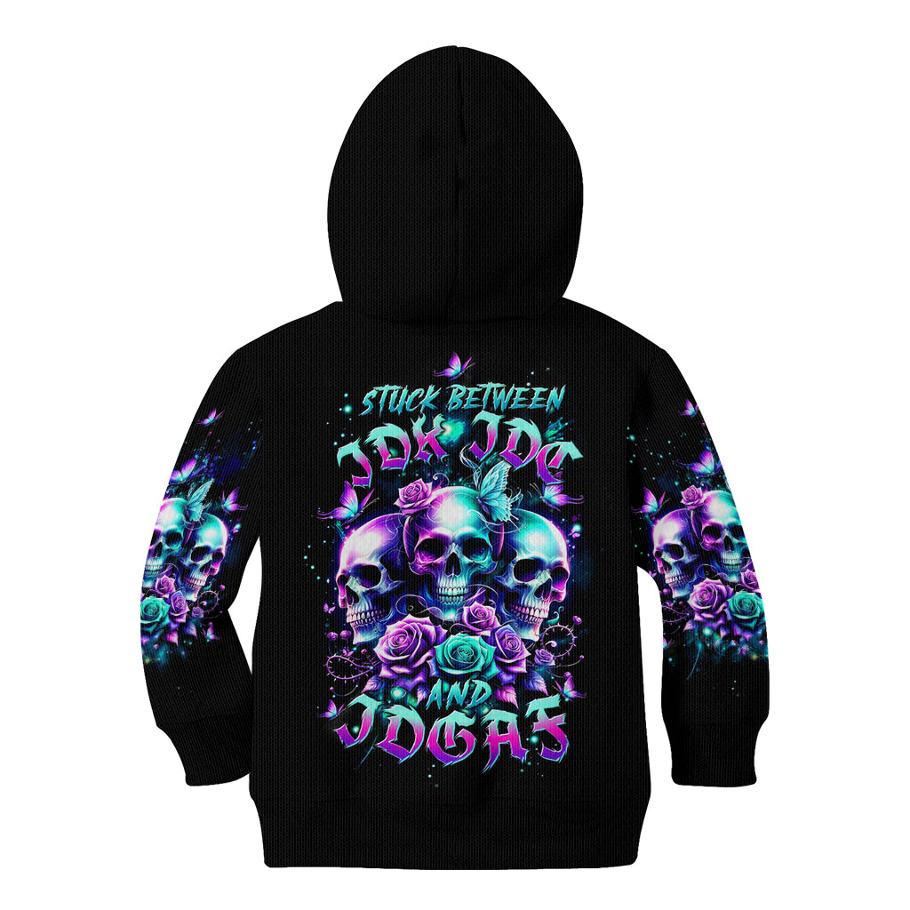 Rose Skull Kid Hoodie Stuck Between IDK IDC And IDGAF