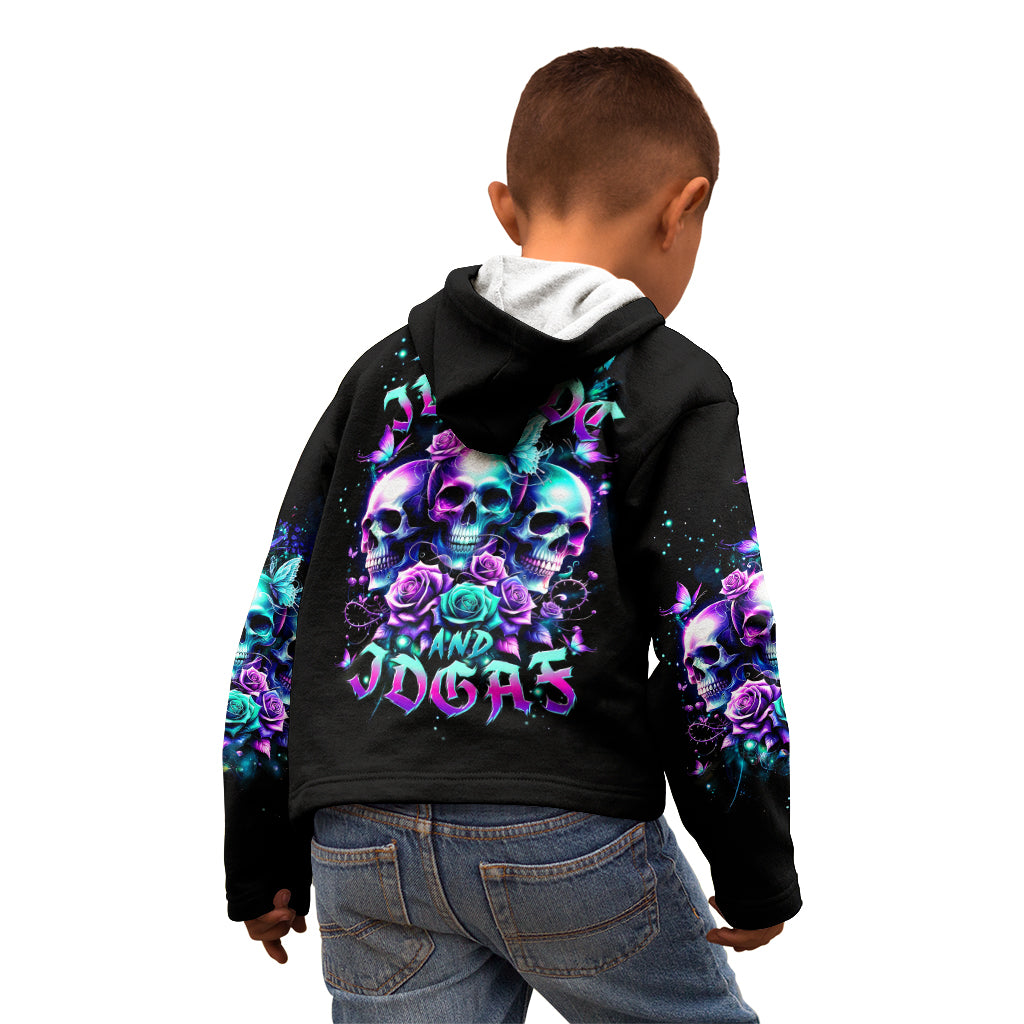 Rose Skull Kid Hoodie Stuck Between IDK IDC And IDGAF