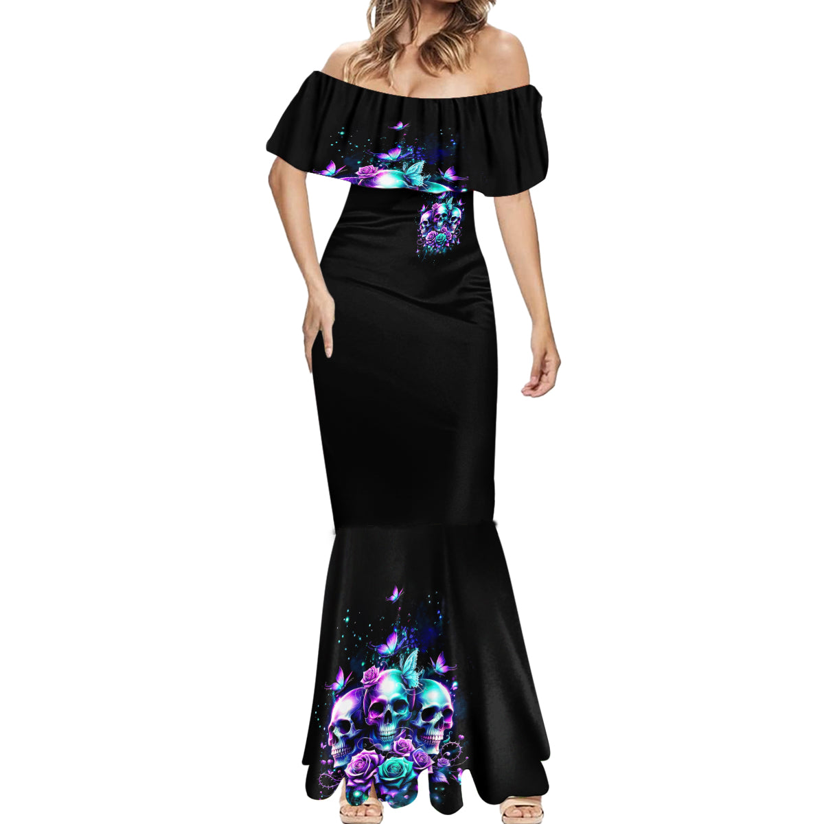 Rose Skull Mermaid Dress Stuck Between IDK IDC And IDGAF