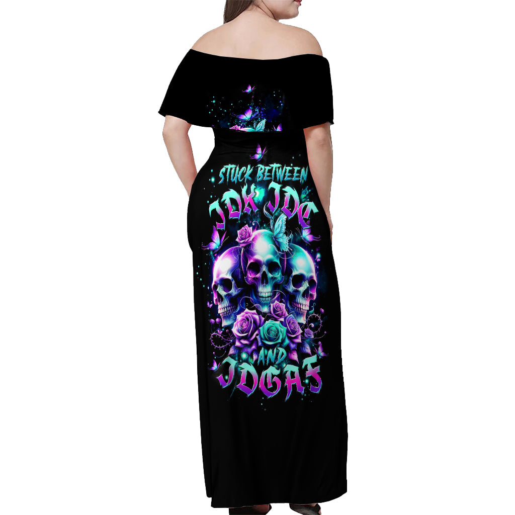 Rose Skull Off Shoulder Maxi Dress Stuck Between IDK IDC And IDGAF