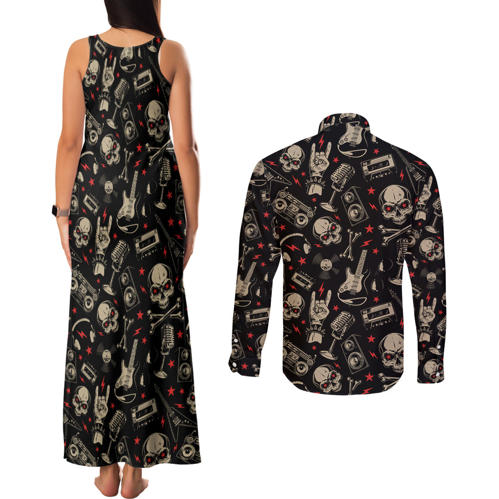 rock-and-roll-skull-pattern-design-couples-matching-tank-maxi-dress-and-long-sleeve-button-shirts