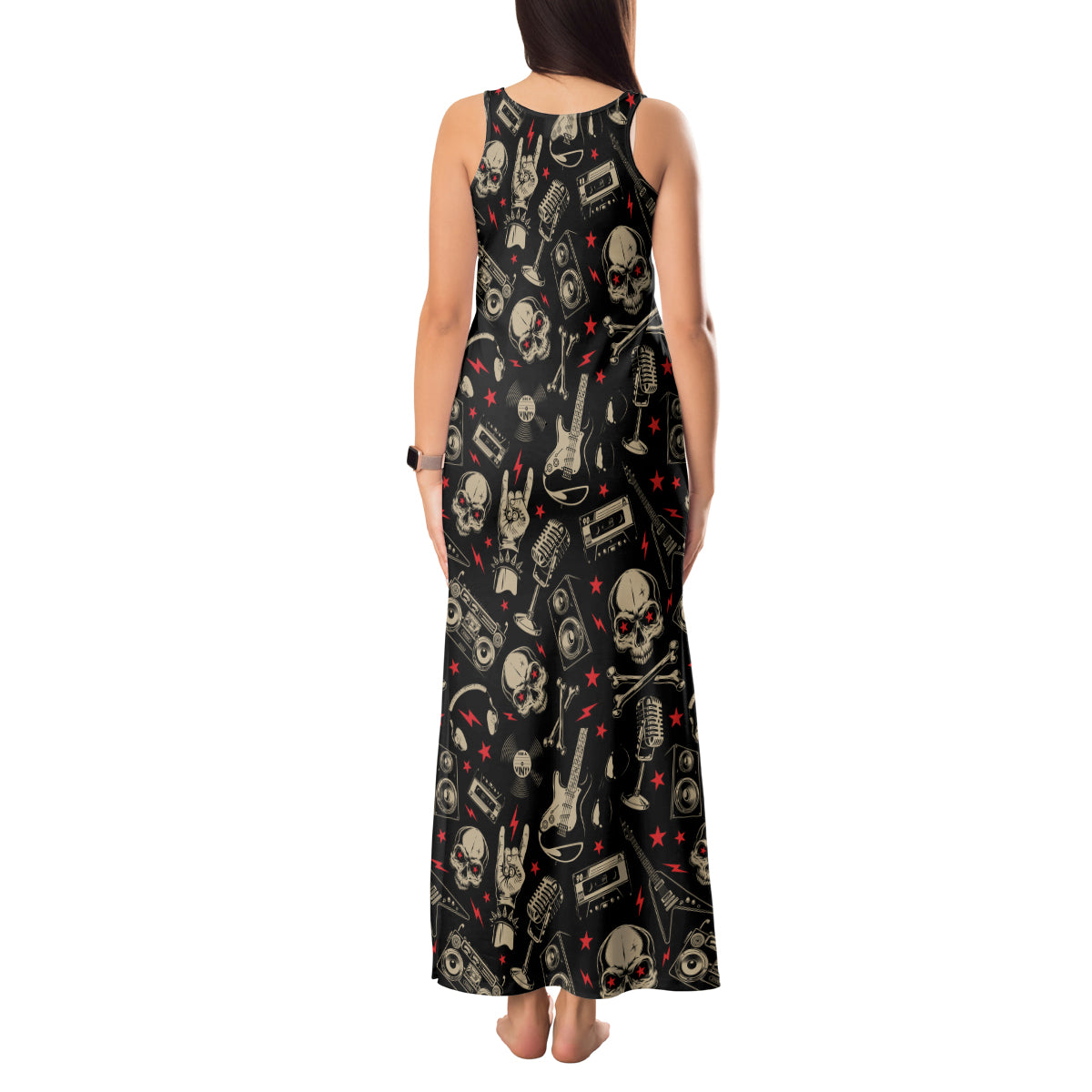rock-and-roll-skull-pattern-design-tank-maxi-dress