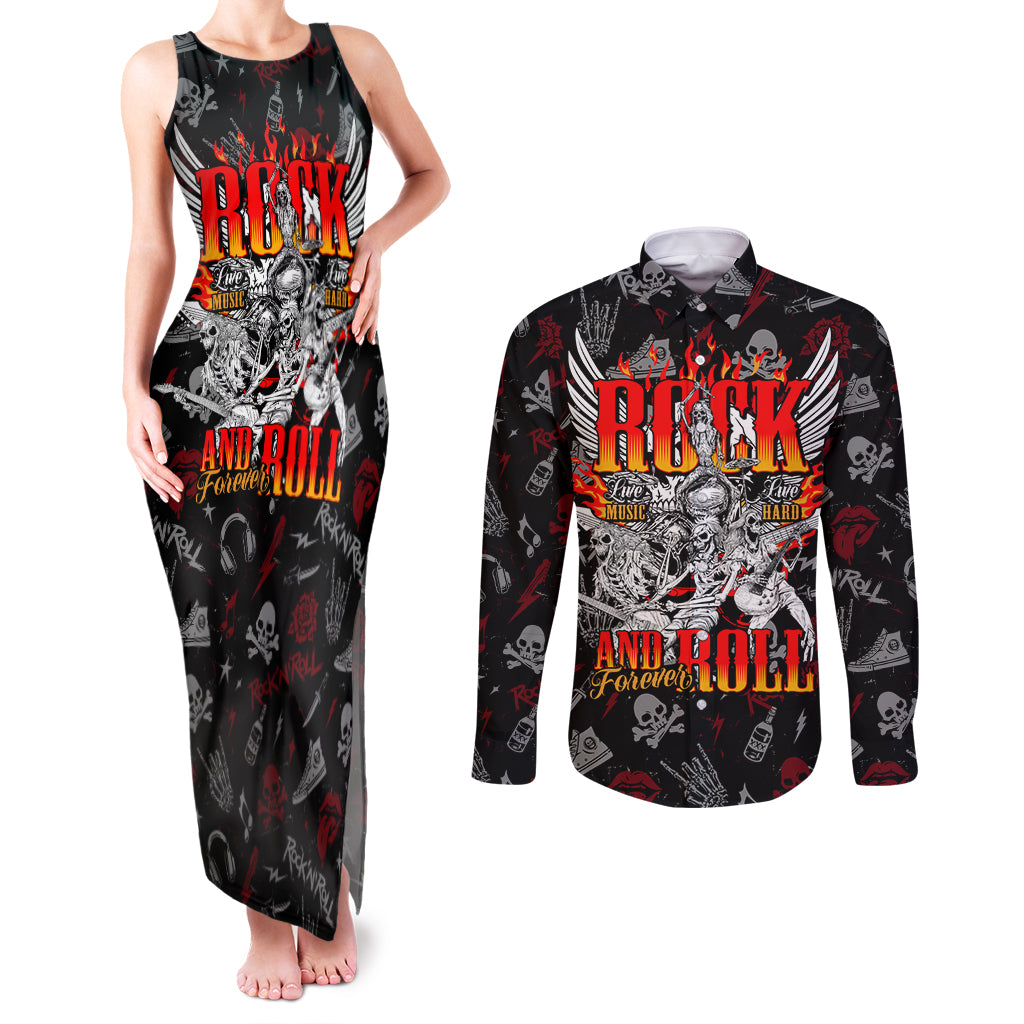 rock-and-roll-skull-forever-couples-matching-tank-maxi-dress-and-long-sleeve-button-shirts