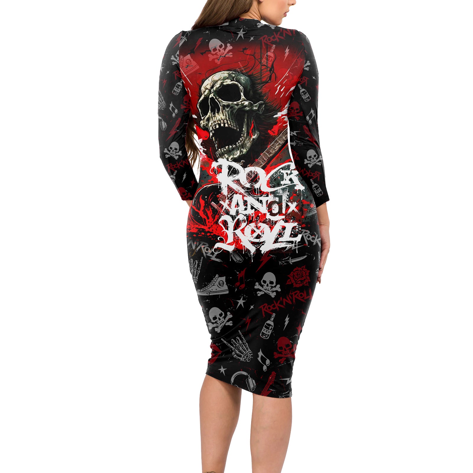 rock-and-roll-skull-forever-long-sleeve-bodycon-dress