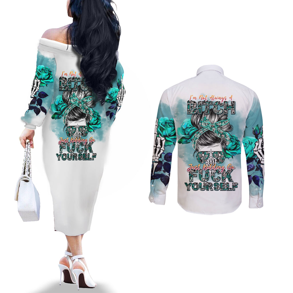 im-not-always-a-bitch-just-kidding-go-fuck-yourself-couples-matching-off-the-shoulder-long-sleeve-dress-and-long-sleeve-button-shirts