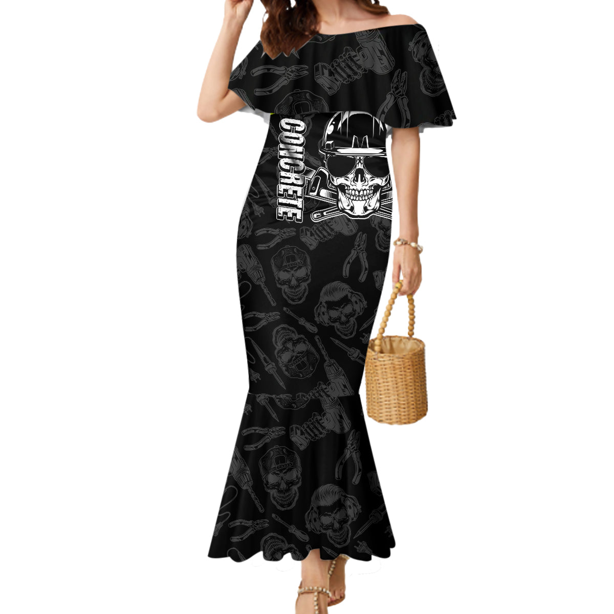 concrete-finisher-skull-on-site-mermaid-dress