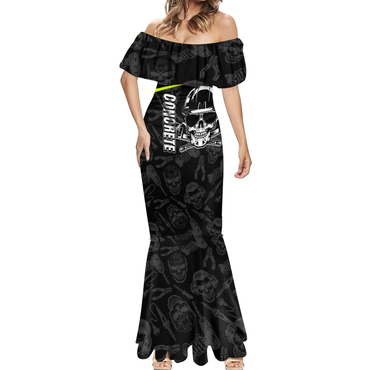 concrete-finisher-skull-on-site-mermaid-dress