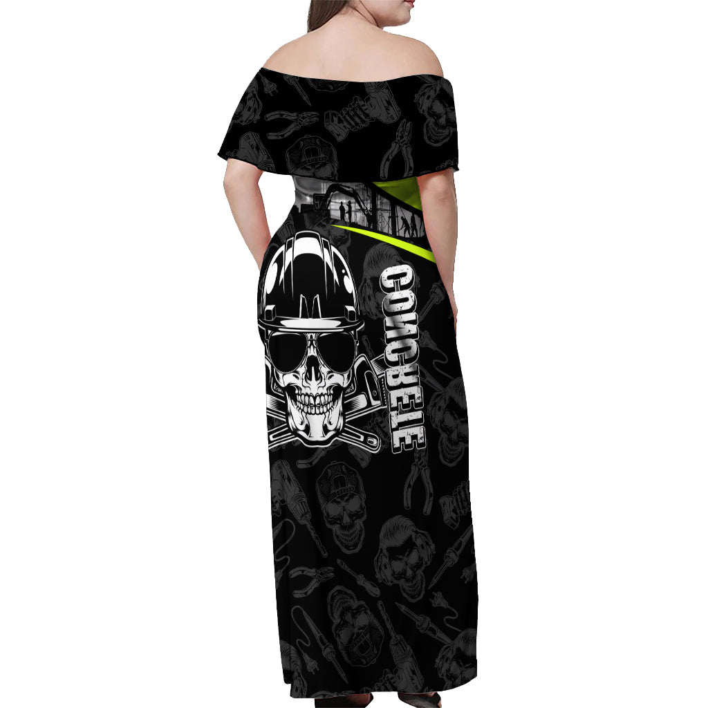 concrete-finisher-skull-on-site-off-shoulder-maxi-dress