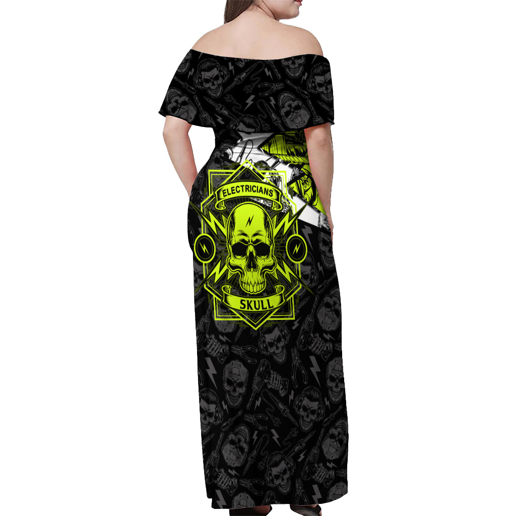 personalised-electricians-skull-off-shoulder-maxi-dress