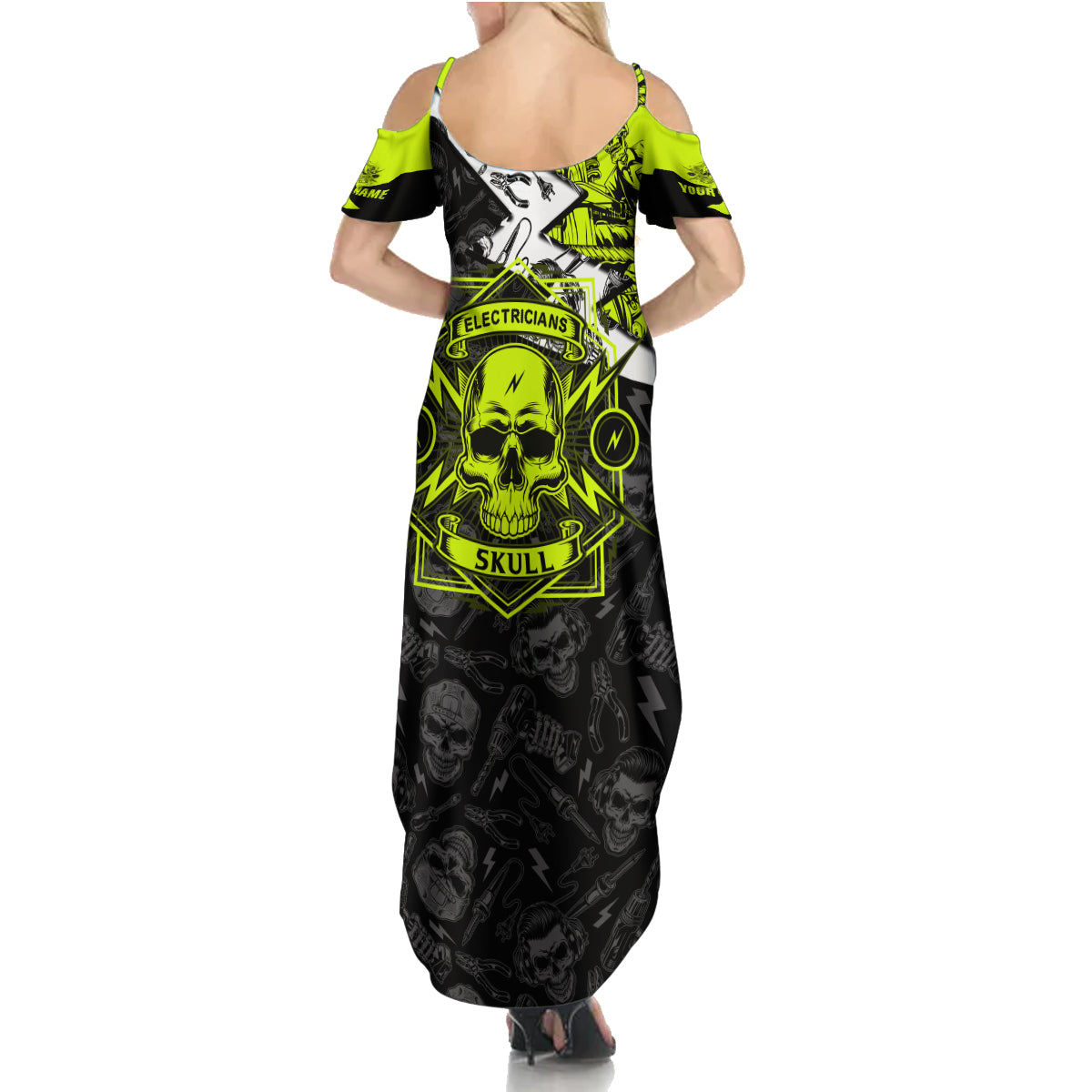 personalised-electricians-skull-summer-maxi-dress