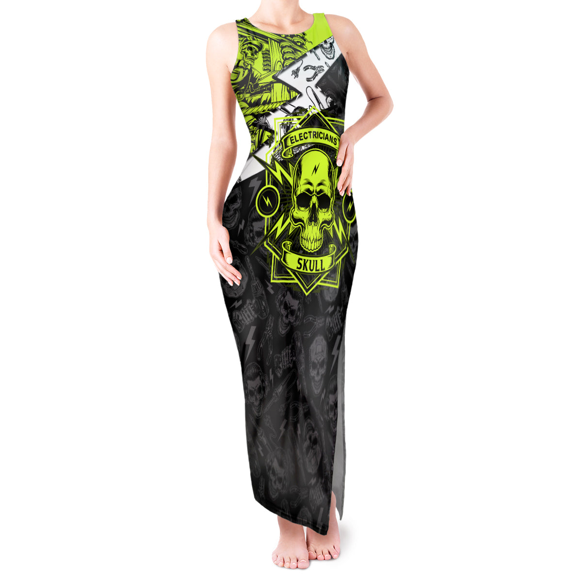 personalised-electricians-skull-tank-maxi-dress