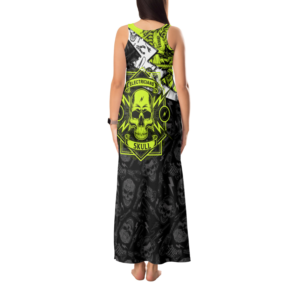 personalised-electricians-skull-tank-maxi-dress