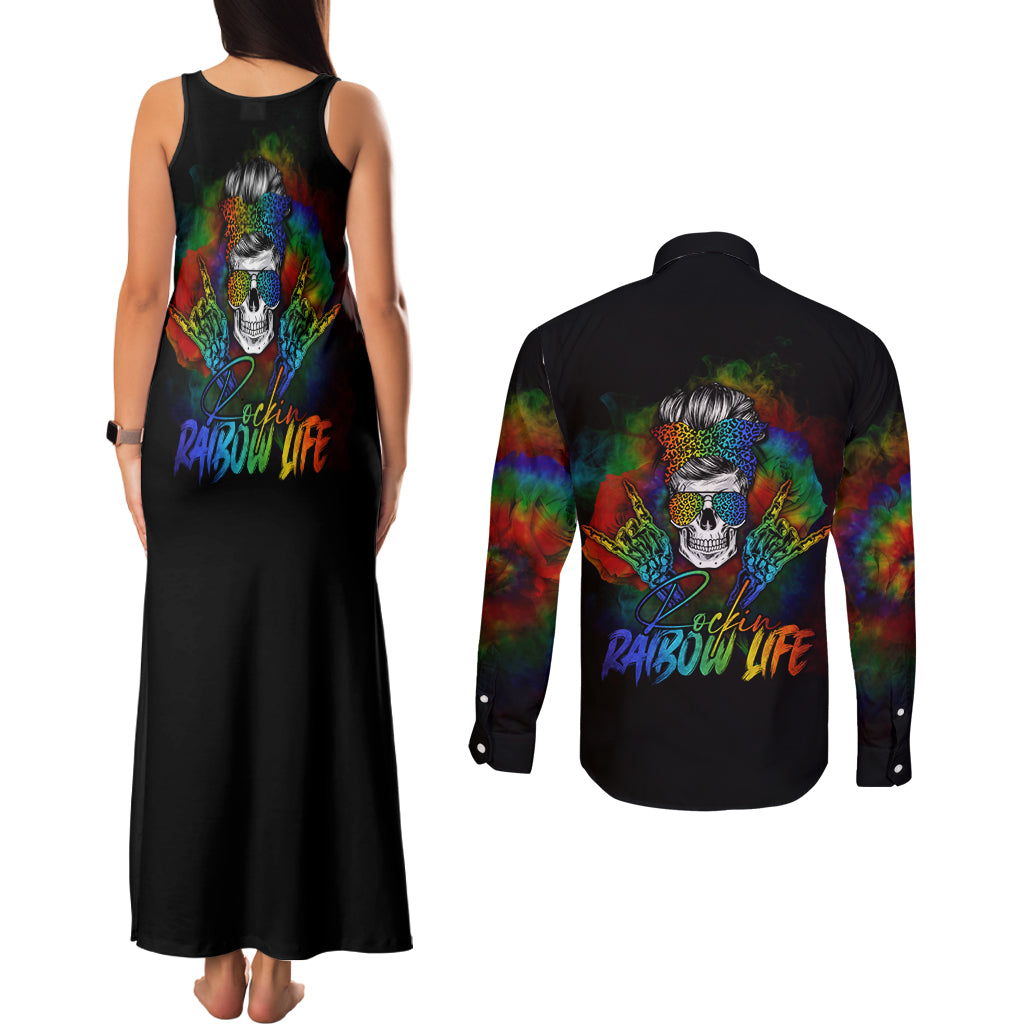 lgbt-rockin-the-rainbow-life-skull-couples-matching-tank-maxi-dress-and-long-sleeve-button-shirts