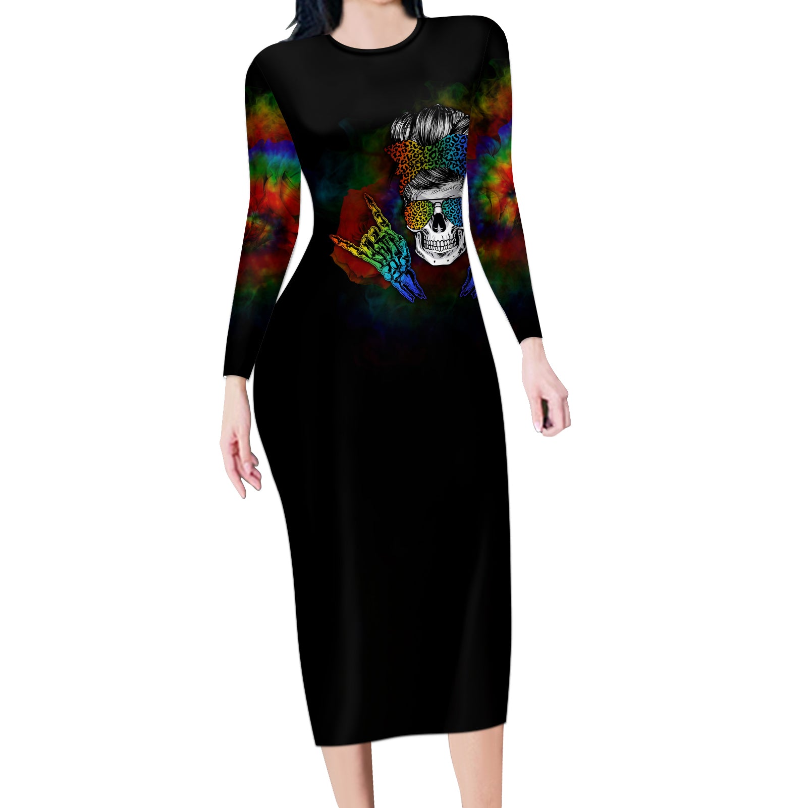 lgbt-rockin-the-rainbow-life-skull-long-sleeve-bodycon-dress