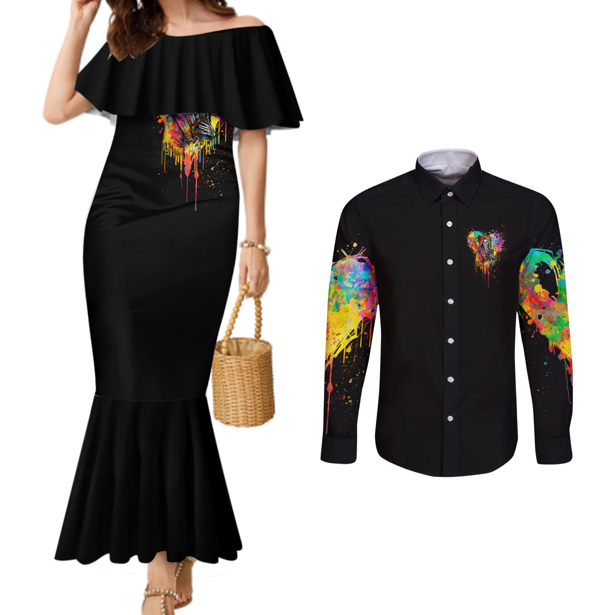 lgbt-couples-matching-mermaid-dress-and-long-sleeve-button-shirts-love-is-love-pride