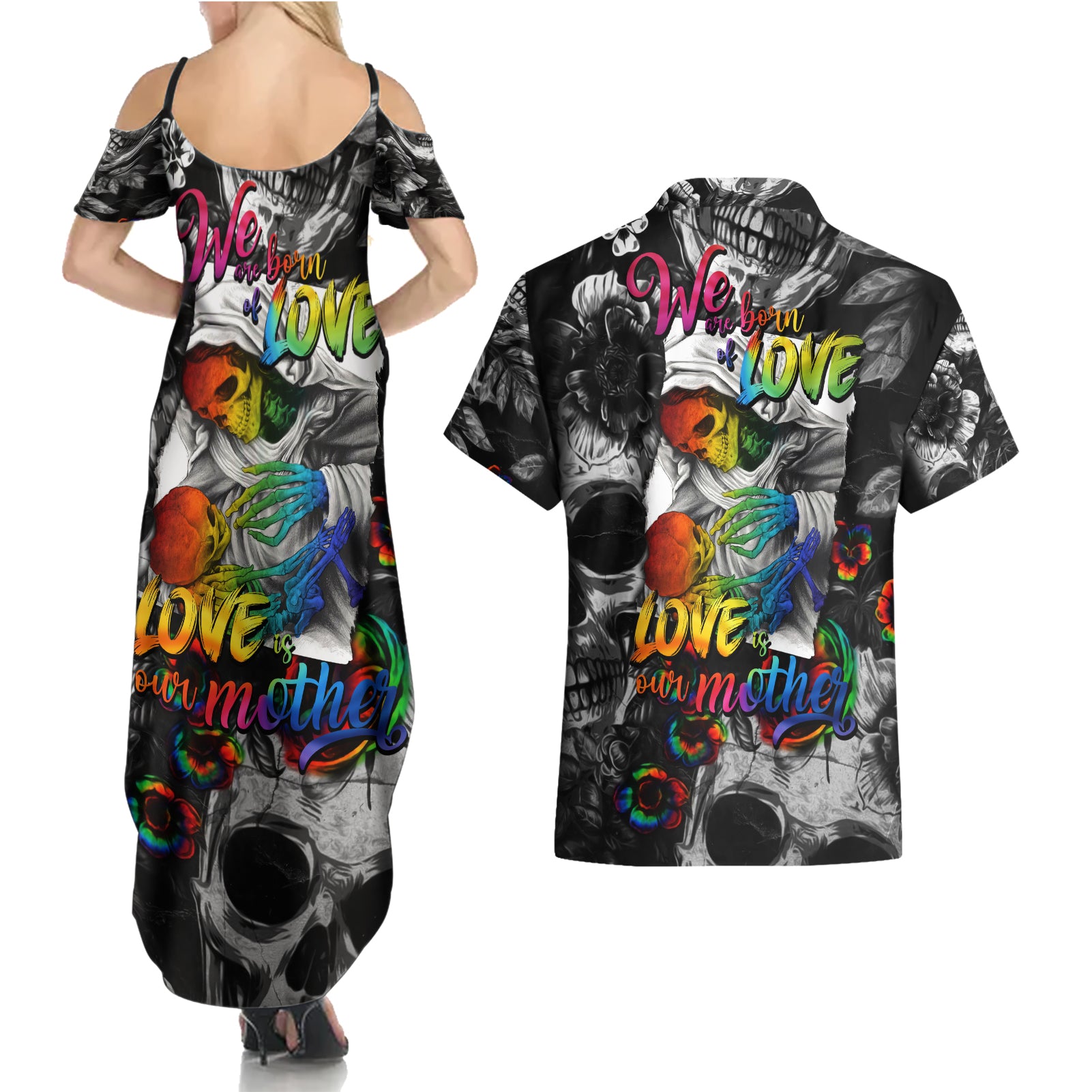lgbt-couples-matching-summer-maxi-dress-and-hawaiian-shirt-lgbt-we-are-born-of-love-love-is-our-mother