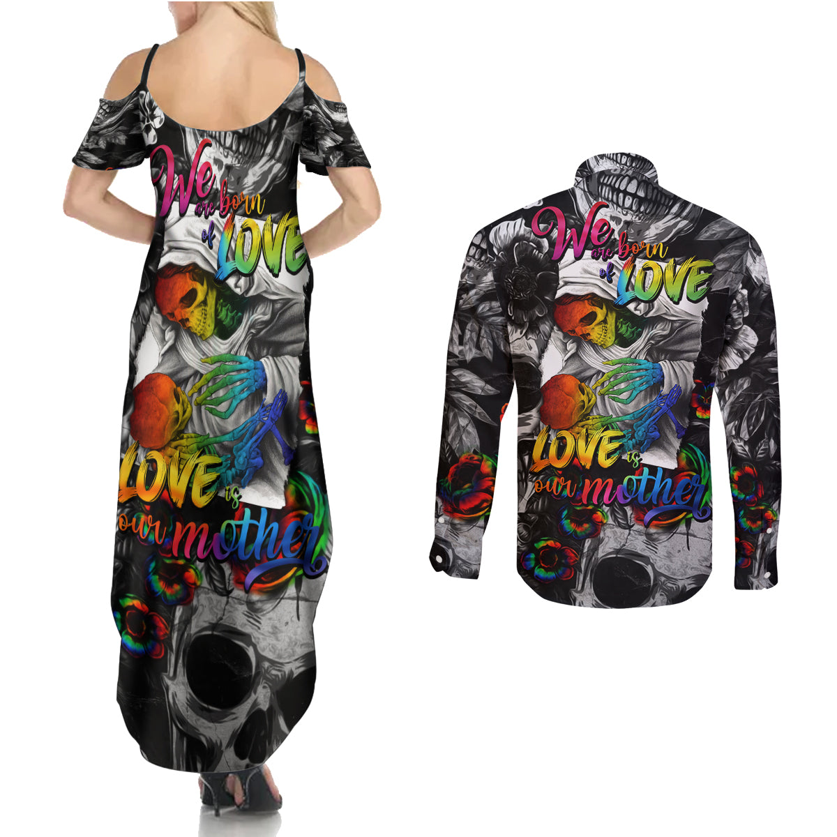 lgbt-couples-matching-summer-maxi-dress-and-long-sleeve-button-shirts-lgbt-we-are-born-of-love-love-is-our-mother