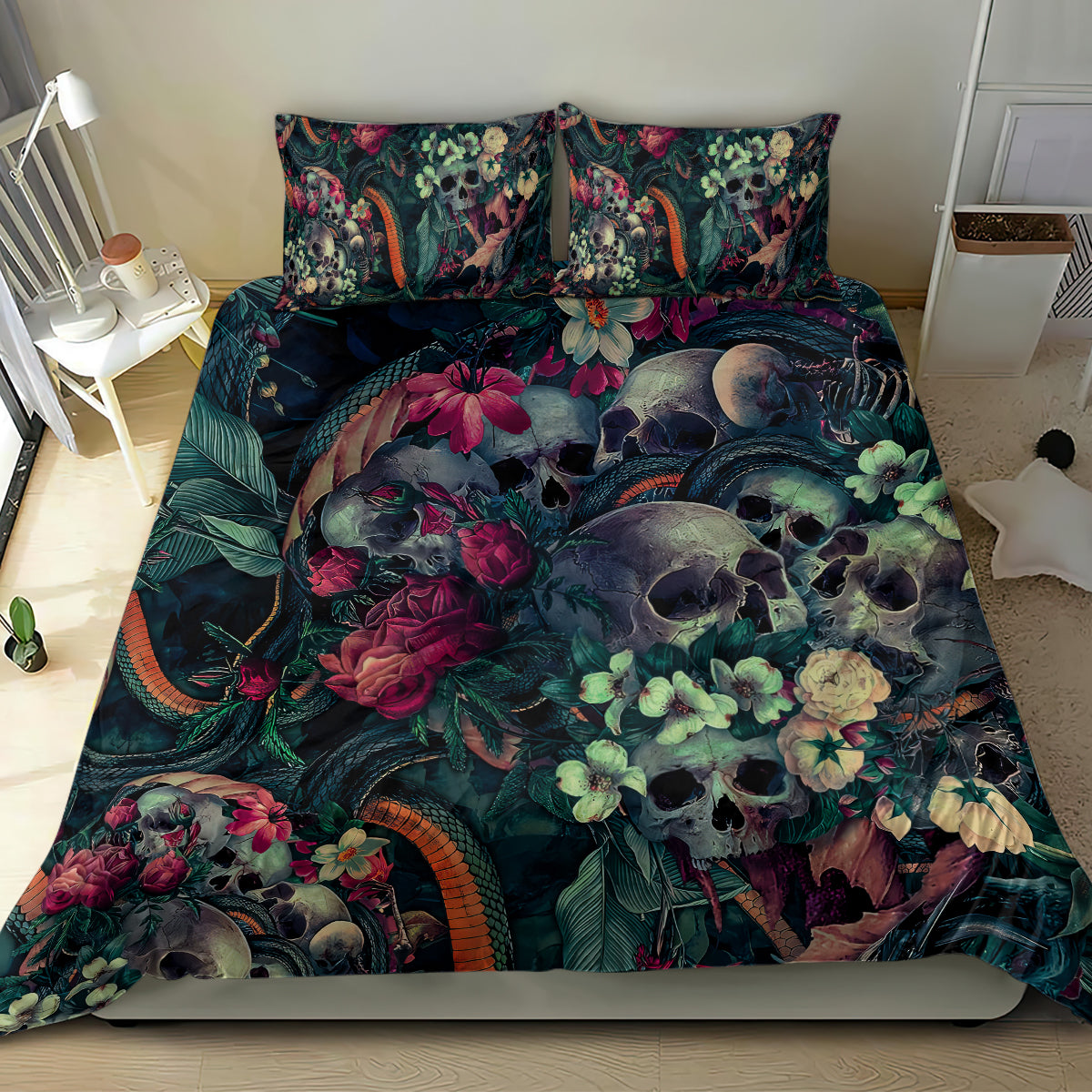 skulls-and-snakes-bedding-set