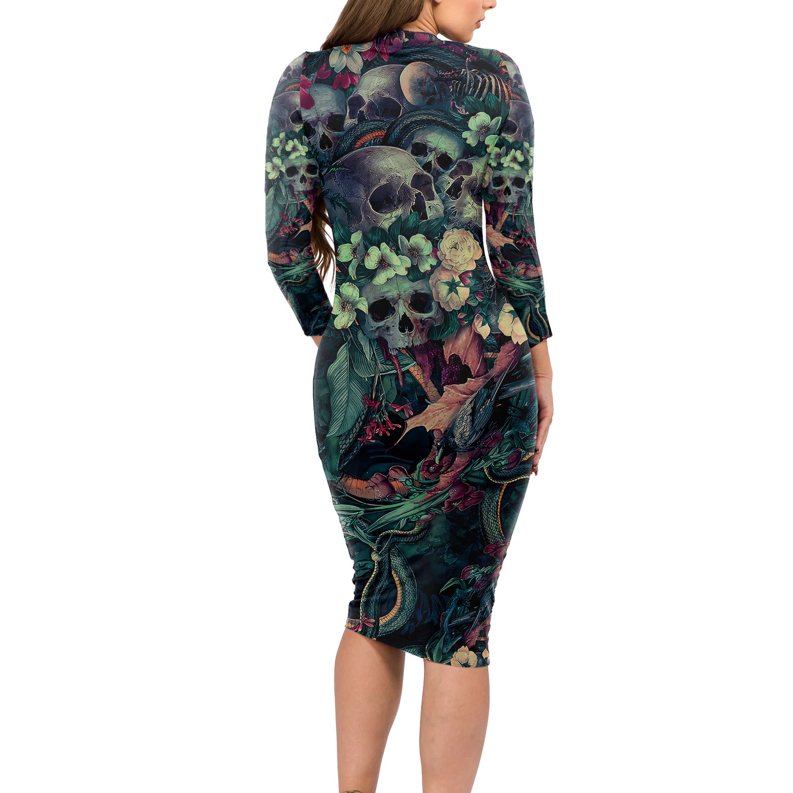 skulls-and-snakes-long-sleeve-bodycon-dress