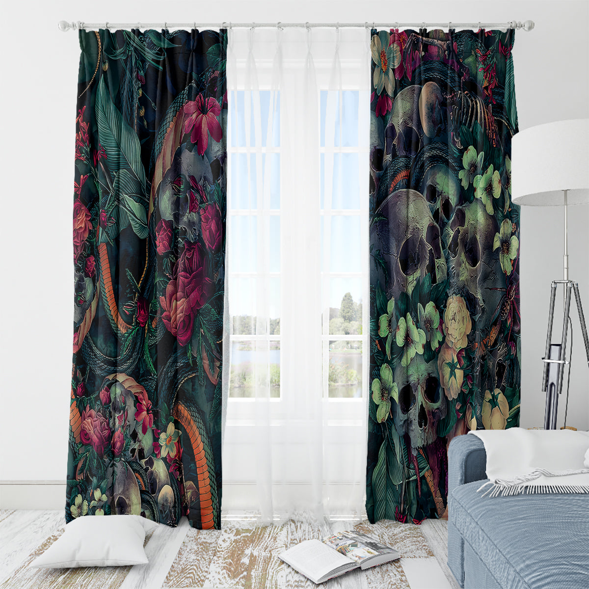 skulls-and-snakes-window-curtain