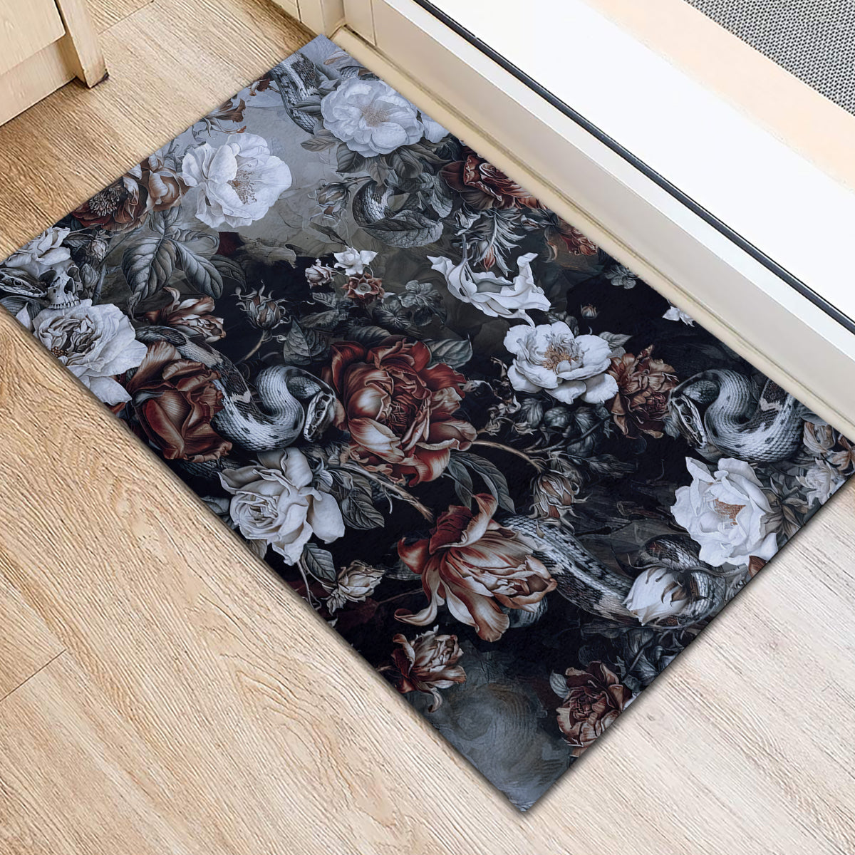 skulls-roses-and-white-snakes-rubber-doormat