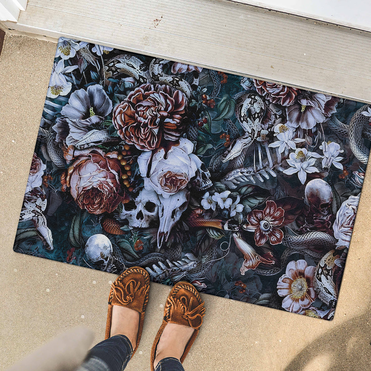 skulls-white-nightmare-rubber-doormat