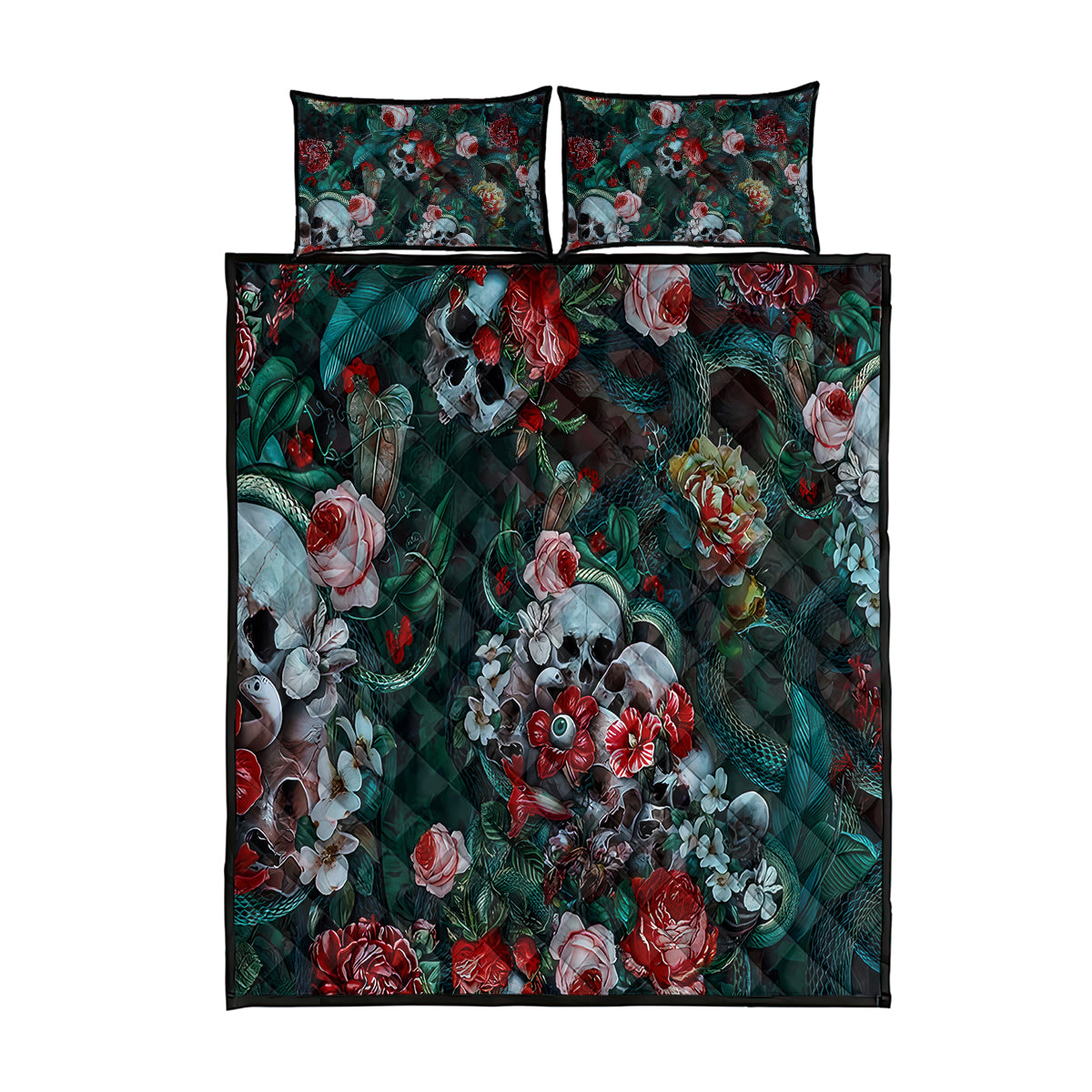 green-poison-quilt-bed-set