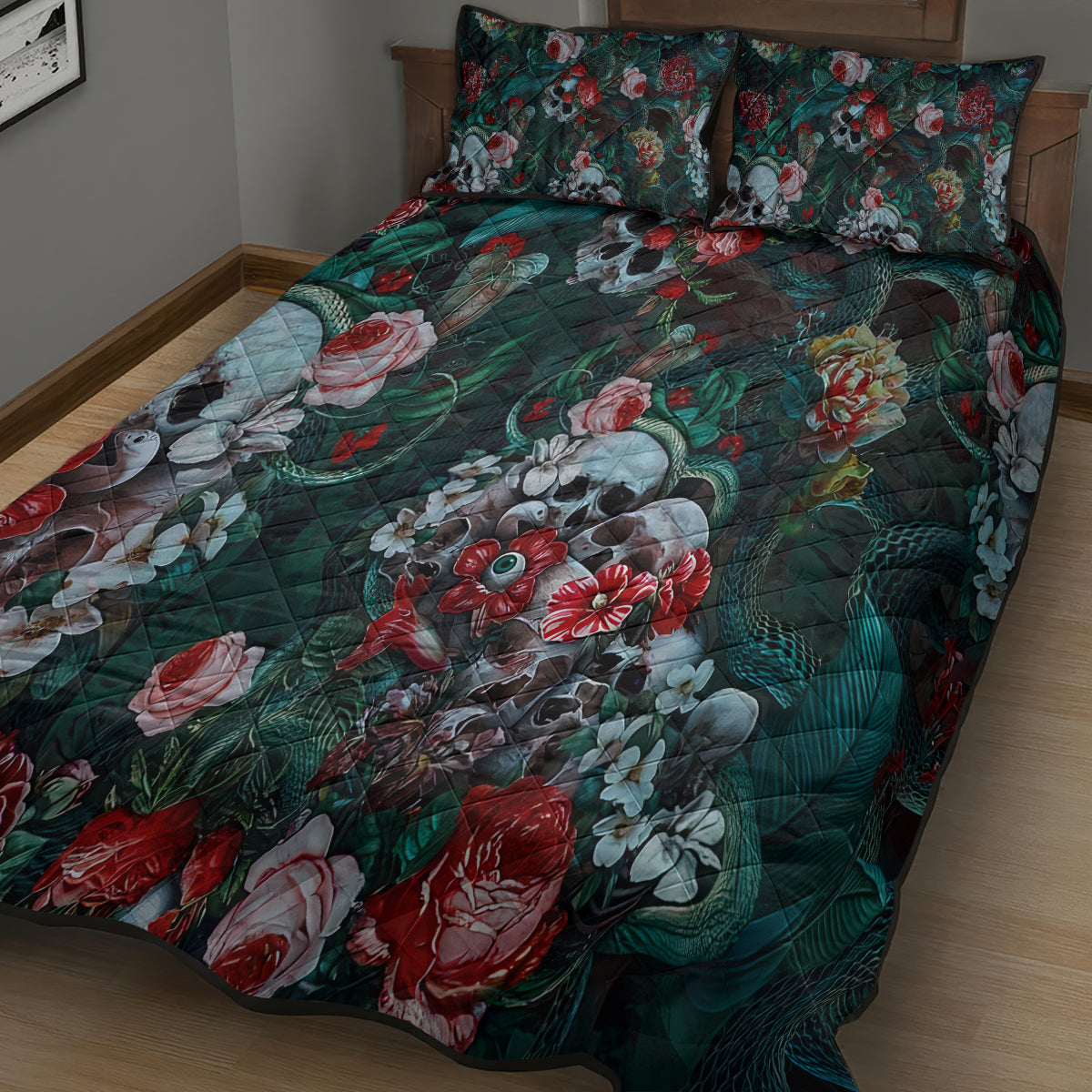 green-poison-quilt-bed-set