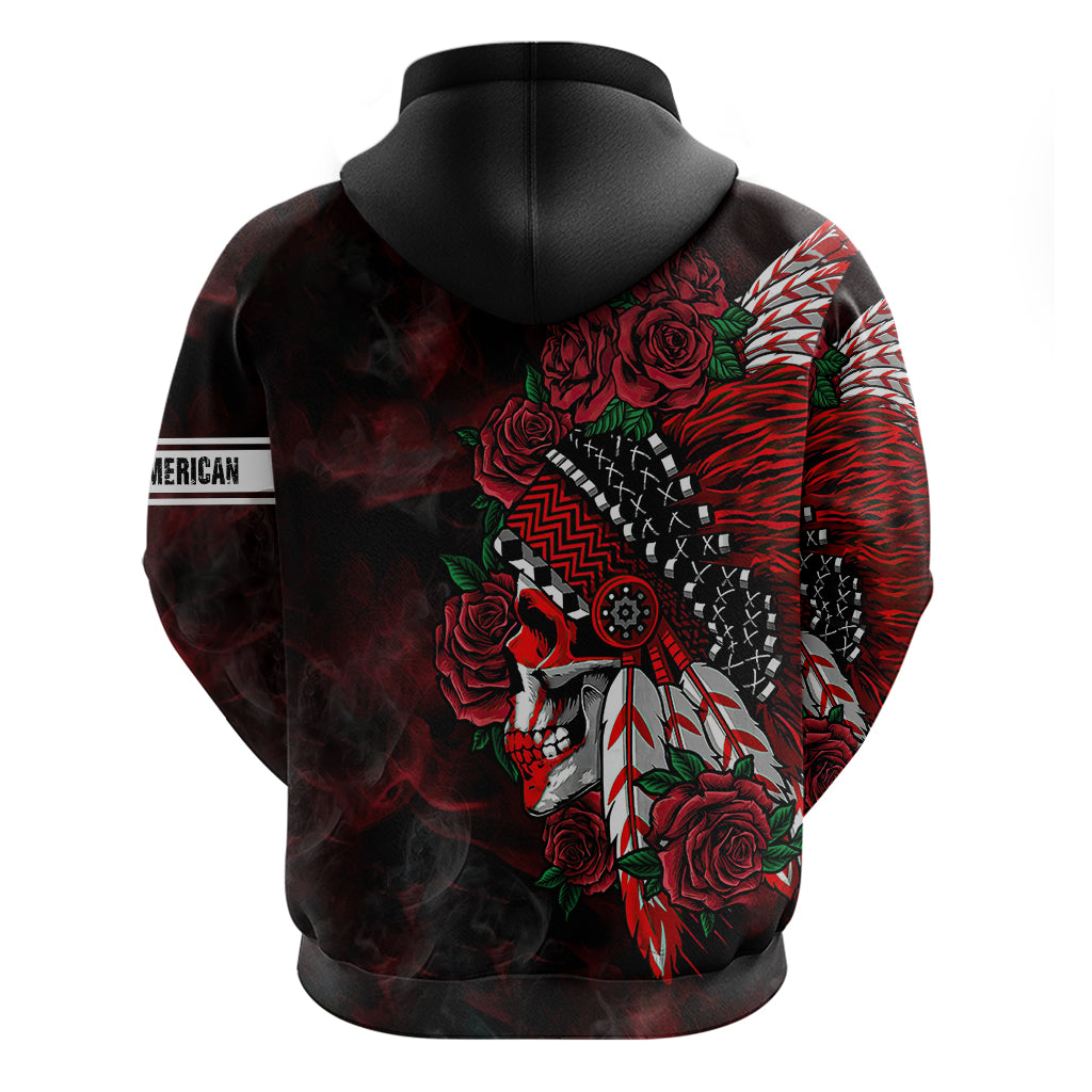 personalised-native-american-chief-skull-hoodie-rose-skull