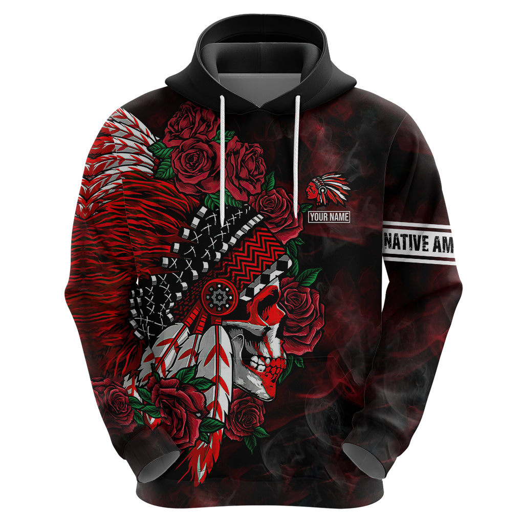 personalised-native-american-chief-skull-hoodie-rose-skull