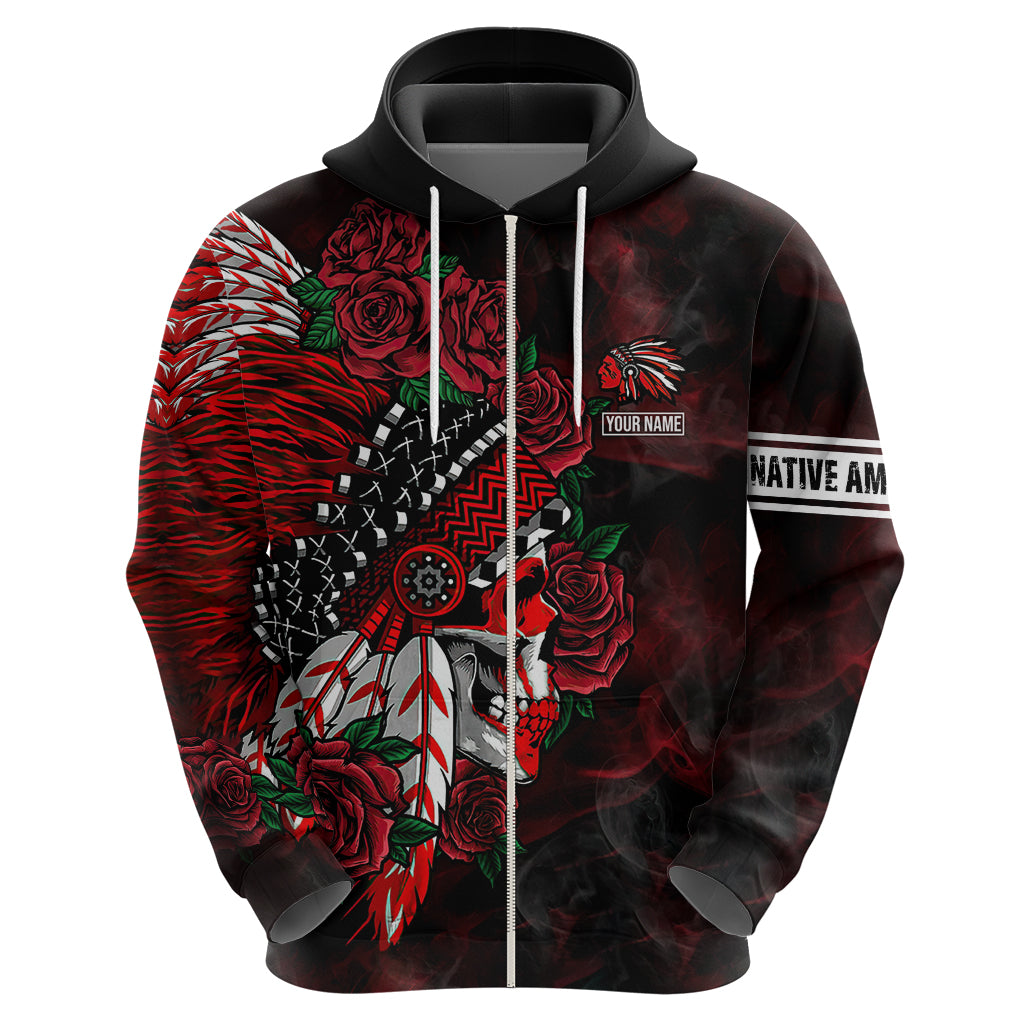 personalised-native-american-chief-skull-hoodie-rose-skull
