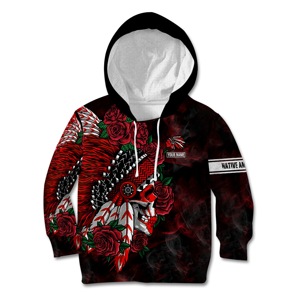 personalised-native-american-chief-skull-kid-hoodie-rose-skull