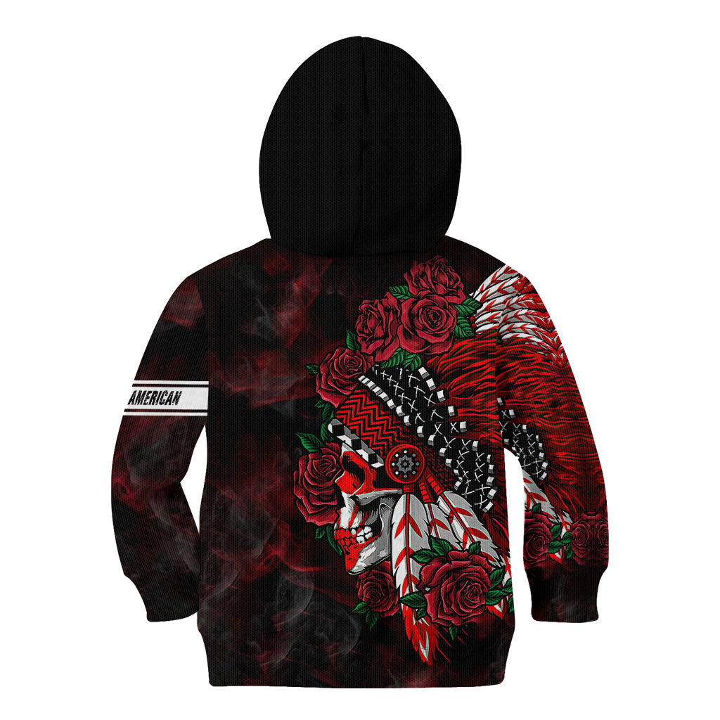 personalised-native-american-chief-skull-kid-hoodie-rose-skull