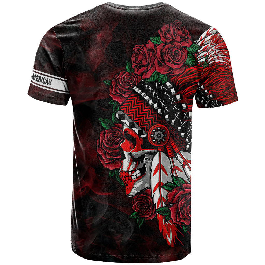 personalised-native-american-chief-skull-t-shirt-rose-skull