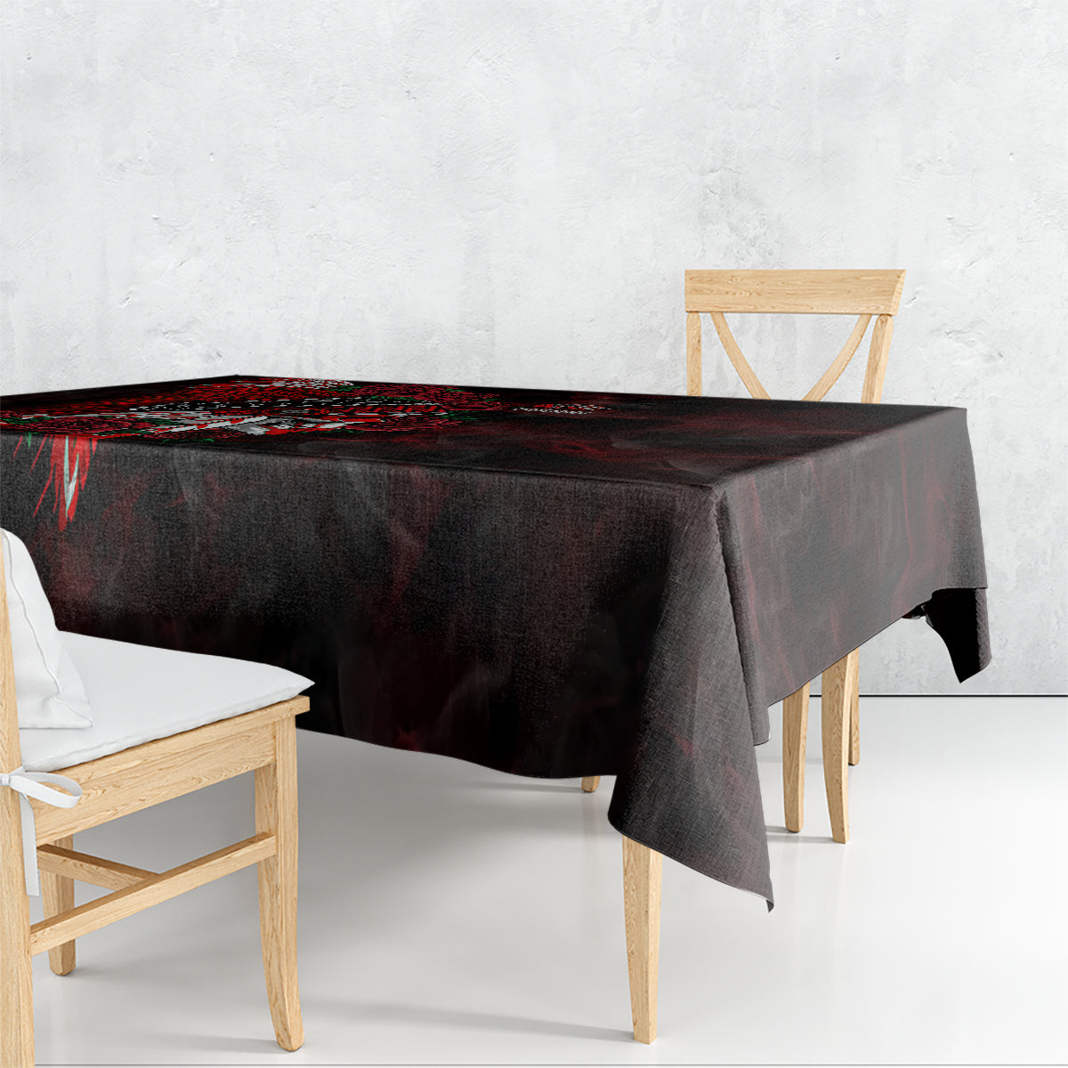 personalised-native-american-chief-skull-tablecloth-rose-skull