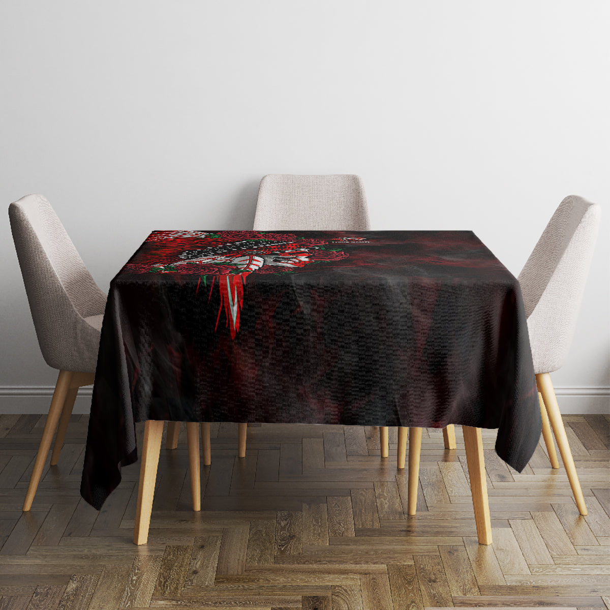 personalised-native-american-chief-skull-tablecloth-rose-skull