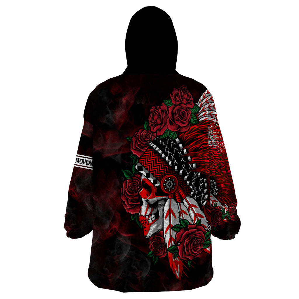 personalised-native-american-chief-skull-wearable-blanket-hoodie-rose-skull