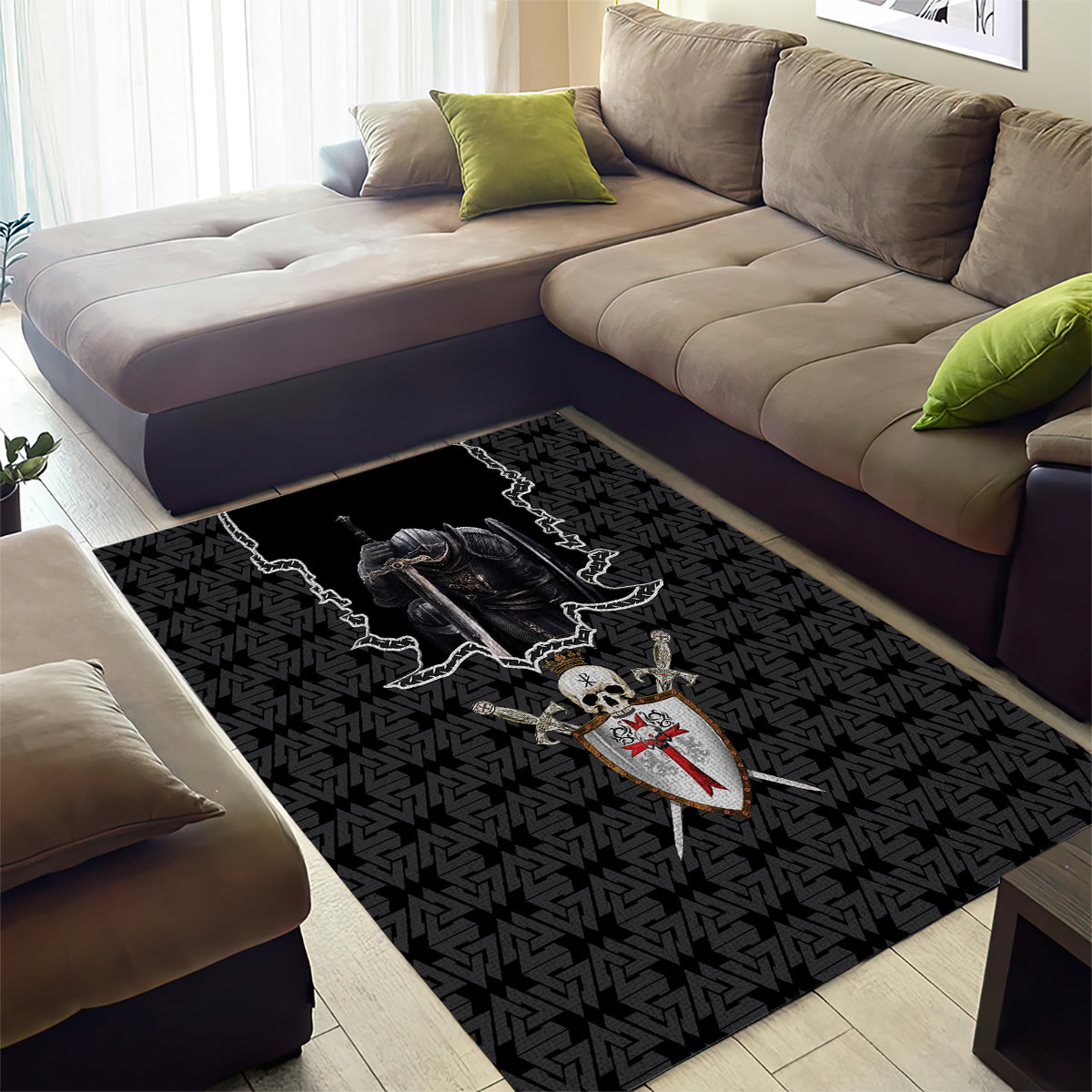 personalised-knights-templar-warrior-skull-area-rug